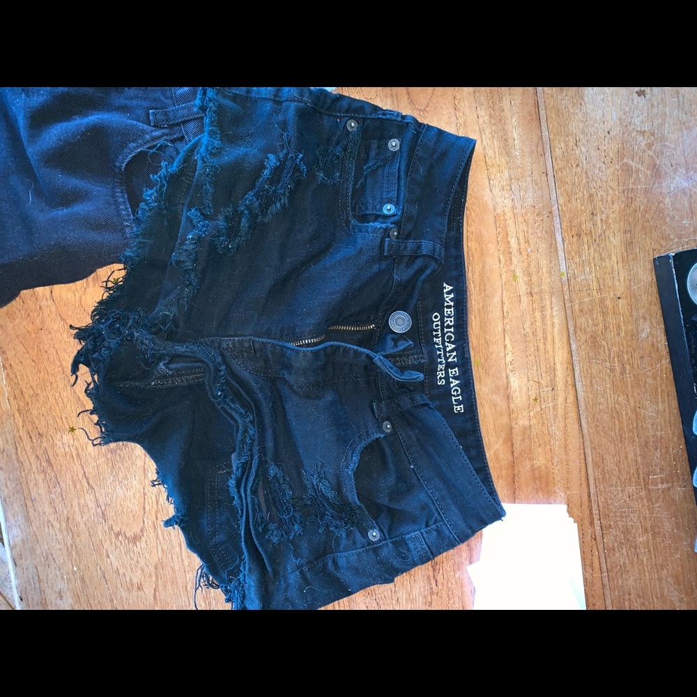 American eagle black festival shorts